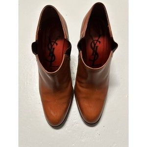 VTG Saint Laurent Paris Chelsea Boots Brownish Red Leather Size 35.5 Ankle Boots
